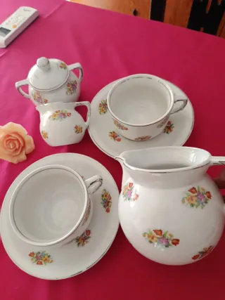 Juego Porcelana antigua con flores