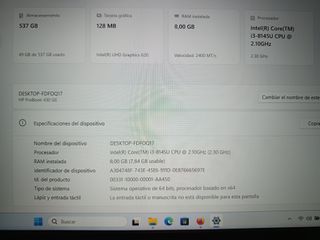 Ordenador portátil Hp i3 8th. con disco SSD+HDD