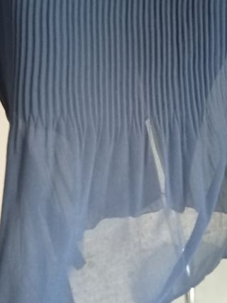 Blusa Zara Plisada Gasa Azul marino 
