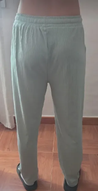 Pantalones de punto calado verde