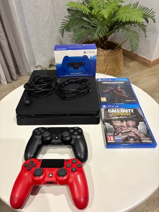 PS4 Slim 500GB Negra + 2 Mandos + Juegos+ palancas