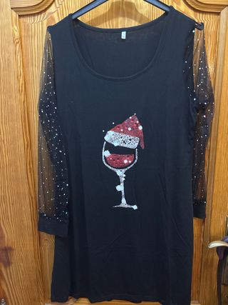 Vestido Navideño Negro con Estampado