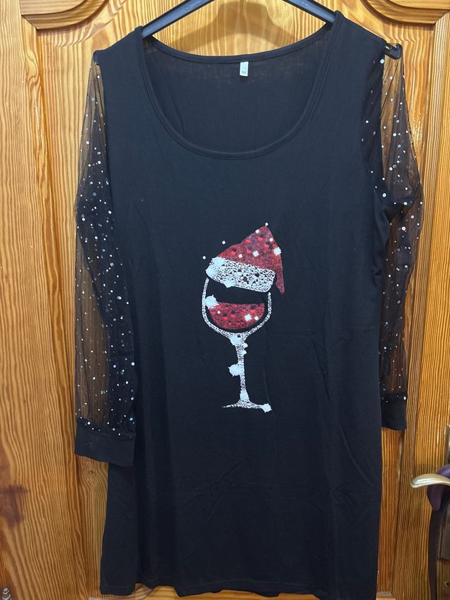 Vestido de Natal Preto com Estampa