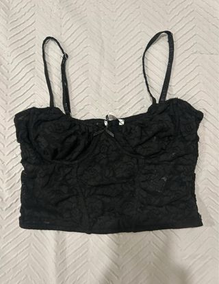 Top Bershka Preto Renda