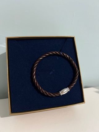 Bracciale vera pelle marrone con chiusura argento