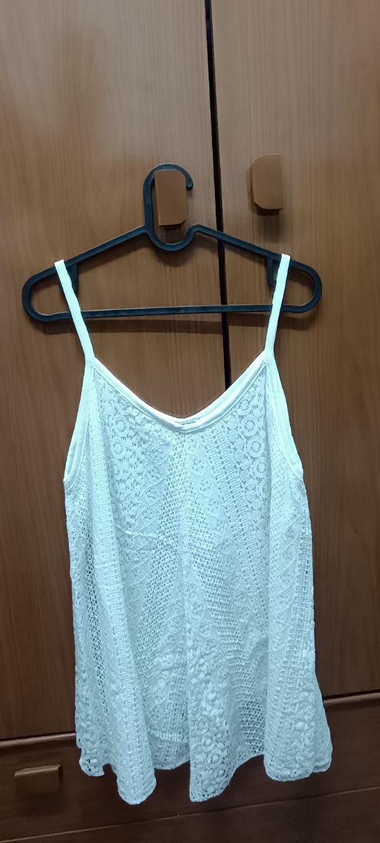 Camiseta tirantes encaje blanco talla única