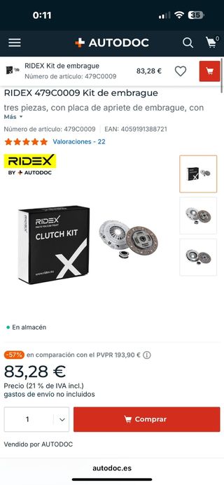 Kit de embrague RIDEX 479C0009 VAG
