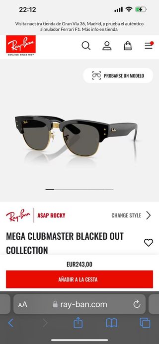 Gafas de sol Ray-Ban Clubmaster Blacked Out