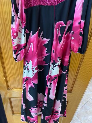 Vestido ceremonia largo rosa y negro