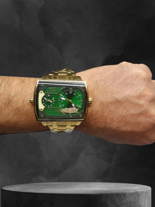 Orologio Double Moda Uomo 47mm Oro Verde