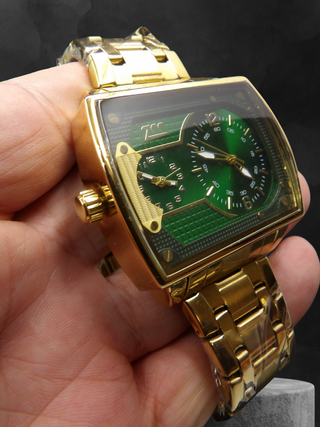 Orologio Double Moda Uomo 47mm Oro Verde