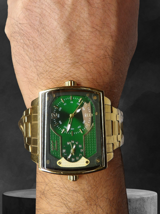 Orologio Double Moda Uomo 47mm Oro Verde
