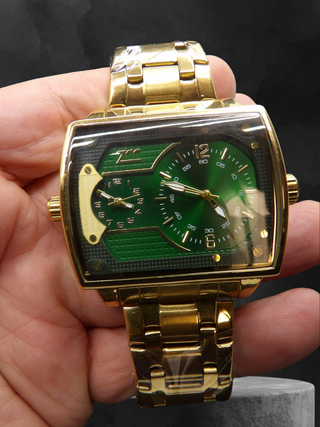 Orologio Double Moda Uomo 47mm Oro Verde