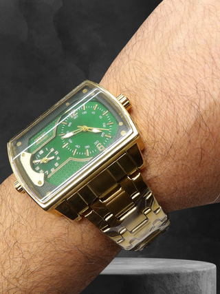 Orologio Double Moda Uomo 47mm Oro Verde