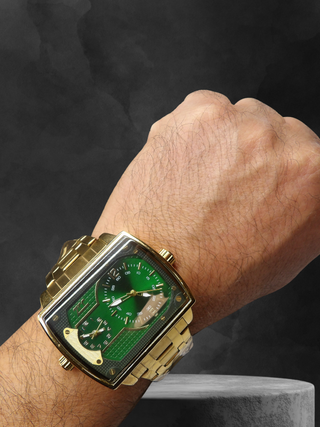 Orologio Double Moda Uomo 47mm Oro Verde