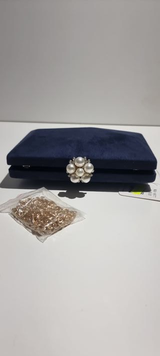 Bolso de fiesta azul con pedrería