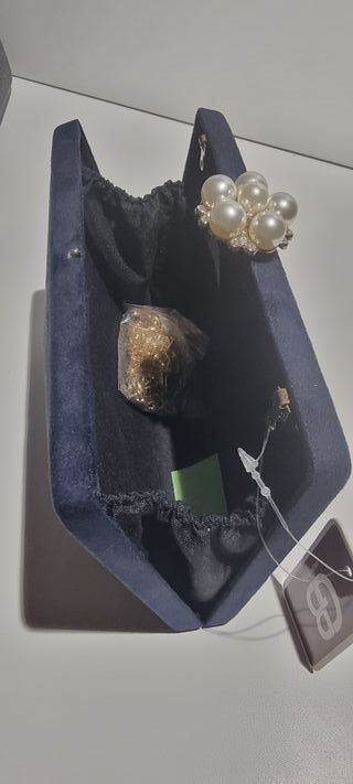 Bolso de fiesta azul con pedrería