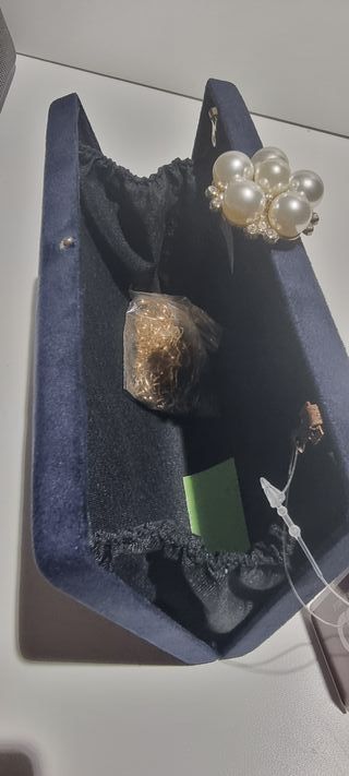 Bolso de fiesta azul con pedrería