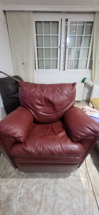 Sillón de piel Italsofa color burdeos