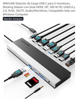 Estación Carga WAVLINK USB C 3 Monitores