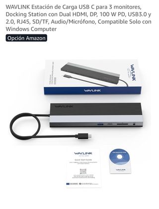 Estación Carga WAVLINK USB C 3 Monitores