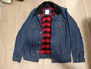 Chaqueta vaquera hombre azul forro cuadros