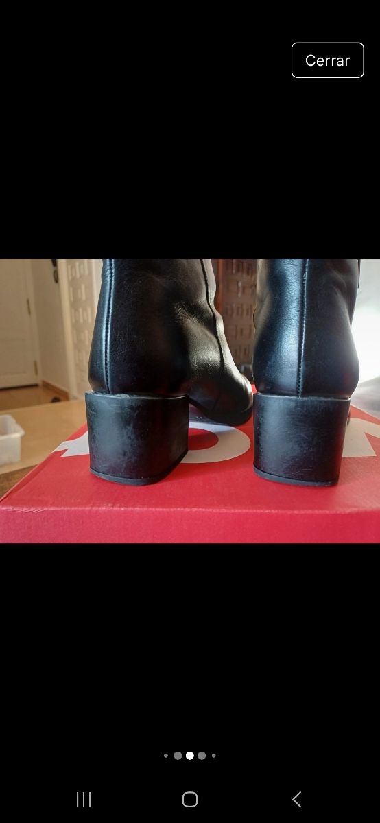 Botines de piel negros.