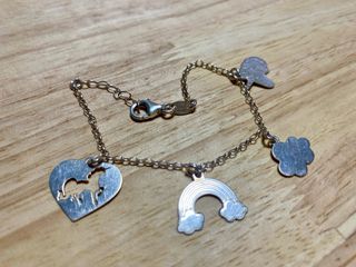 Pulsera Plata Ley 925 Corazón Arcoíris Unicornio