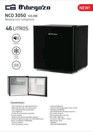 Nevera Orbegozo NCO 3050 46L Negra
