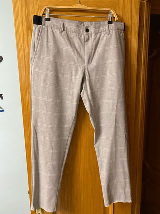 Pantalón Zara Hombre Gris Cuadros