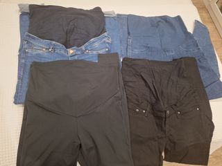 Pantalones premamá (2 vaqueros y 2 negros)