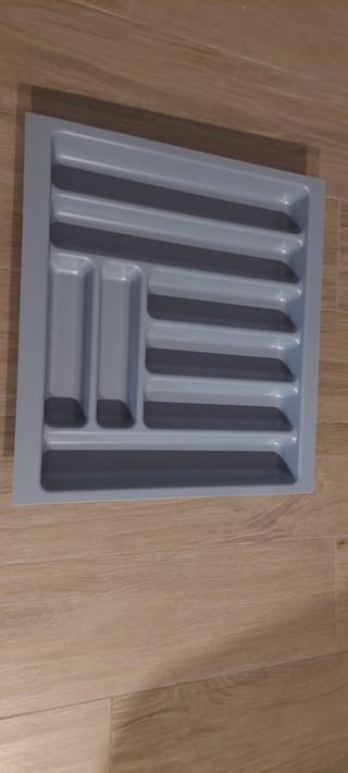 Cubertero Gris Plástico Cajón Ancho