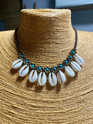 Collar Boho Caracolas Turquesa y Marrón