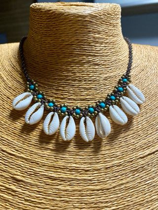Collar Boho Caracolas Turquesa y Marrón