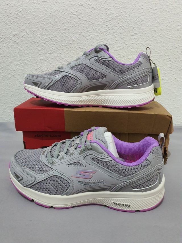 Zapatillas Skechers Mujer Gris y Morado
