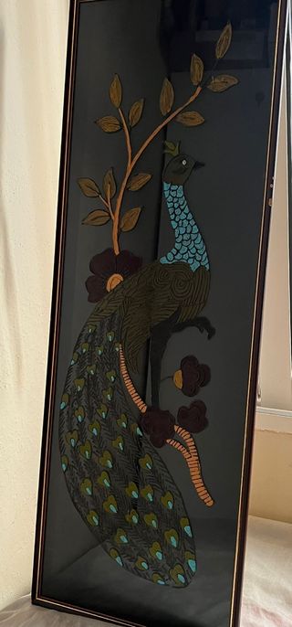 Cuadro pintado a mano pavo real
