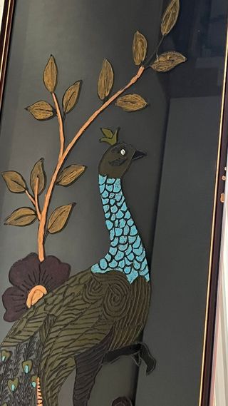 Cuadro pintado a mano pavo real