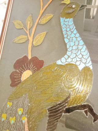 Cuadro pintado a mano pavo real
