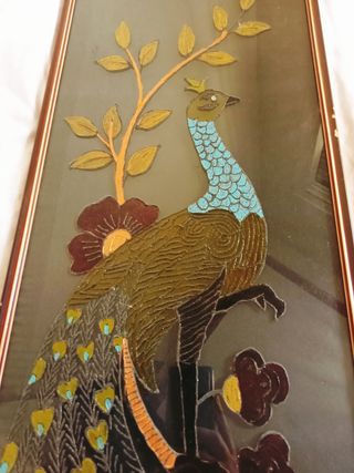 Cuadro pintado a mano pavo real