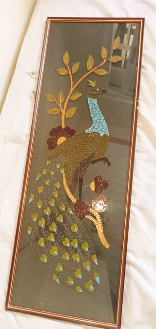 Cuadro pintado a mano pavo real