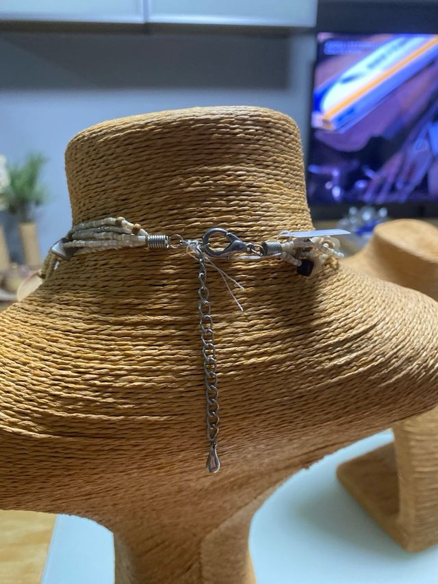 Collar nacar y piedra beige