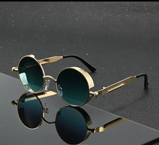 Gafas Redondas Doradas con Lentes Verdes