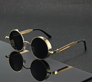Gafas Redondas Doradas con Lentes Verdes