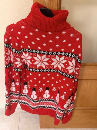 Jersey de Navidad Rojo con Muñecos de Nieve