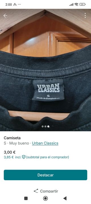Camiseta Negra URBAN Talla M