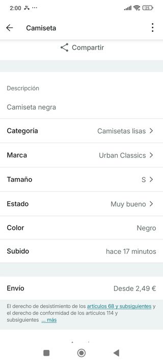 Camiseta Negra URBAN Talla M