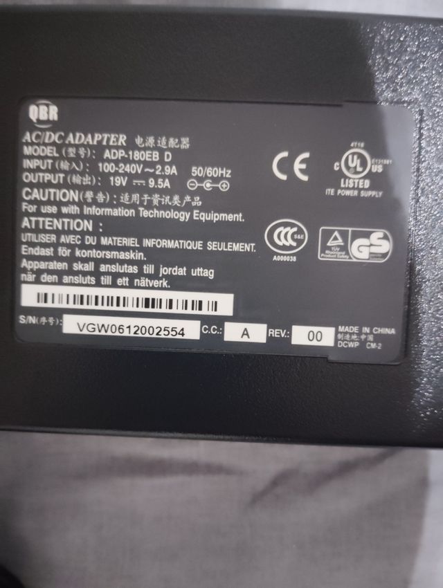 Cargador HP 180W 19V 9.5A 7.4*5.0mm