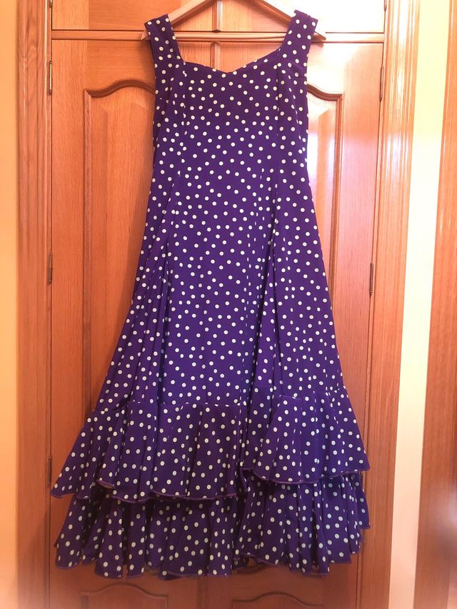 Vestido Flamenca Morado Lunares