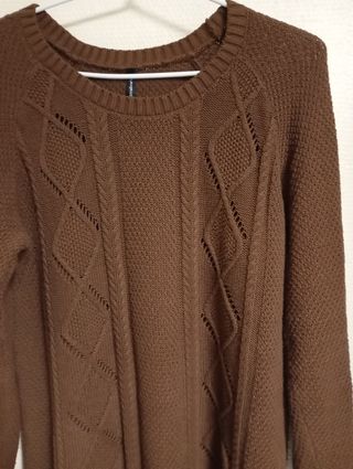 Jersey de punto calado mujer marrón