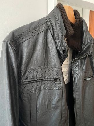 Chaqueta Piel Cuero Vintage Marrón Sin Usar